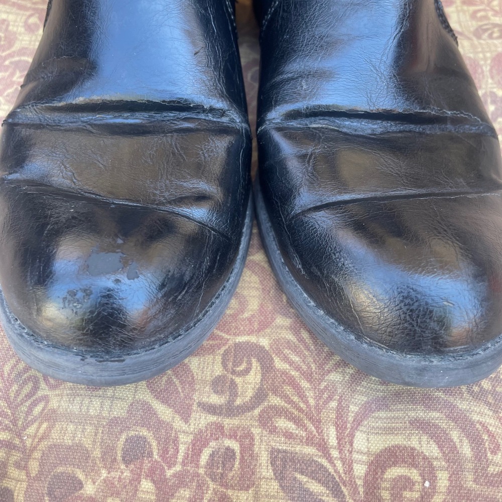 Women Boots Sz 9 Moto Combat Buckle Harness Biker Mid Calf Engineer Black Chunky - Picture 8 of 10